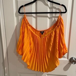 Express Orange Pleated Off-Shoulder blouse